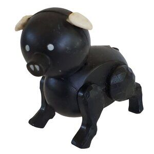 Vintage Fisher Price Little People Black Pig Toy Farm Animal